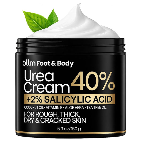 Urea Cream 40 Percent for Feet - Foot Cream for Dry Cracked Heels, 2% Salicylic Acid for Callus Remover, Maximum Strength Repair Skin, Soft &