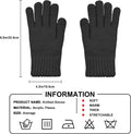 Winter Gloves for Women Warm Wool Touch Screen Ladies Windproof Thermal Knit Fleece Lined Gloves for Cold Weather Black
