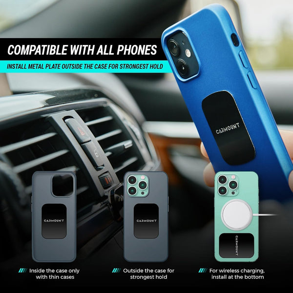 CARMOUNT F1 Dashboard Car Mount (2-Pack) | Magnetic Phone Holder for Car, Ultra Strong 8X N52 Magnets, 360° Rotation, Universal Dash Mount for All