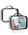 BAGSMART Clear Toiletry Bag with Handle 2-Pack TSA Approved, Black | Water-resistant Travel Toiletry Bag, Carry On Travel Accessories Bag, Airport