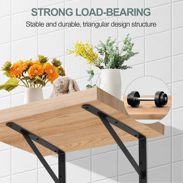 12 Pack L12 x H 8" Black Heavy Duty Shelf Brackets with Screws Metal Shelf Brackets Shelf Support Angle Brackets for Shelves L Brackets Heavy Duty