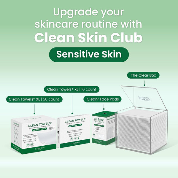 Clean Skin Club Clean² Sensitive Skin Face Pads – Ultra-Soft 100% Organic Cotton, Fragrance-Free & Lint-Free Makeup Remover & Toner, Dermatologist