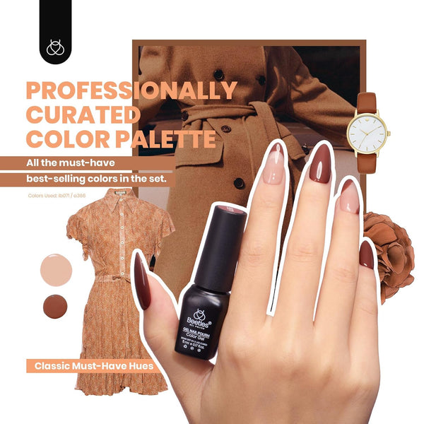 Beetles 44pcs Gel Nail Polish Set, Colorful Muse Collection, 36 Fall Colors | With Base Gloosy Matte Glitter Top Coat, Pink Nude Red Yellow Green