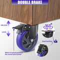 5 Inch Caster Wheels with Brake, Heavy Duty Casters Set of 4 2200lbs, Swivel Casters with Double Ball Bearings, Dual Locking Casters,Wheels for