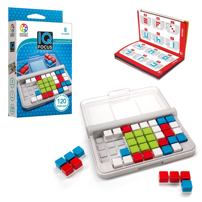SmartGames IQ Focus – Color & Logic Puzzle with 120 Challenges – Compact Brain Teaser Game for Kids & Adults Ages 7+
