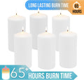 Stonebriar Unscented White Tall Pillar Candles, 65 Hour Burning Candle Pillars, Perfect for Decor, Weddings, Emergencies 3" X 6", 6 count Pack of