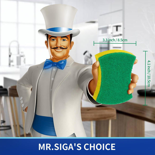 MR.SIGA Heavy Duty Cellulose Scrub Sponge, Dual-Sided Dishwashing Sponge for Kit
