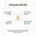 DEAL SUPPLEMENT Vitamin D3 10,000 IU + K2 MK7 200 Mcg, Infused with Virgin Coconut Oil, 250 Softgels, Double Strength Vitamin D & K, Promotes