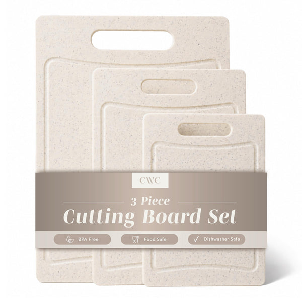 COOK WITH COLOR Non-Slip Cutting Board Set – Kitchen Essentials with Easy Grip Handle for Meat, Veggies, and Fruits, 3 Cutting Boards, Speckled