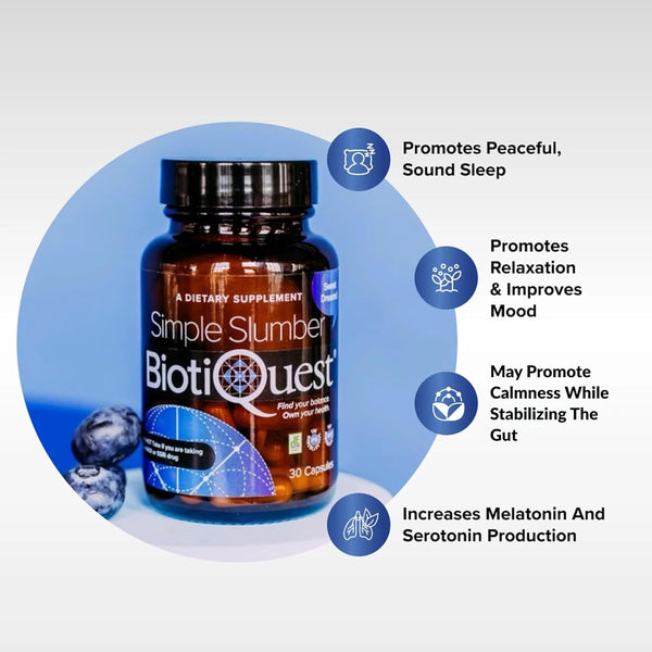 Simple Slumber Probiotics to Help Improve Sleep Quality and Gut Health, 18 Billion CFU, Non-Gmo and Gluten Free, 30 Capsules