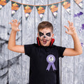 Halloween Big Brother Tinplate Badge Pin, Brother To Be Button Pin, Witch Birthday Boy Award Ribbon, Purple Rosette Badge for Baby Shower,