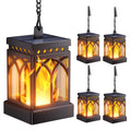 KOOPER 4 Pack Solar Lanterns Outdoor Waterproof, Upgraded Flickering Flame Modes + Constant Modes Hanging Solar Lantern Lights for Outside,