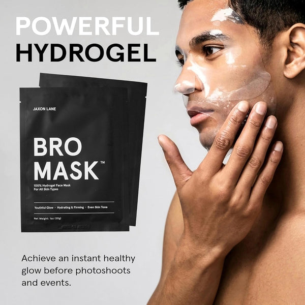 JAXON LANE BRO MASK Premium Korean Face Mask for Men (4 x 1 Pack) - Anti Aging Sheet Masks w/Hydrogel, Vitamin C, Hydrolyzed Collagen, &