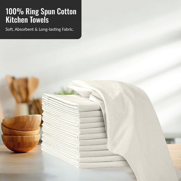ROYALE LINENS Flour Sack Dish Towels - Kitchen Towel - Super Absorbent Flour Sack -100% Ring Spun Cotton -Tea Towels - for Embroidery, Cloth