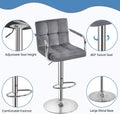 Yaheetech Counter Height Bar Stools Set of 2 Velvet Swivel Barstools for Kitchen Stool Height Adjustable Counter Stool Barstools with Armrest,
