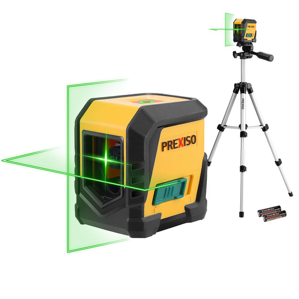PREXISO Laser Level with Tripod, 65Ft Self Leveling Cross Line Laser Level, Green Line leveler Tool for Hanging Pictures, Home Renovation with LED