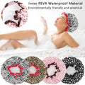 4 Pcs Shower Cap for Women Double Waterproof Layers Reusable Elastic 4 Count (Pack of 1)
