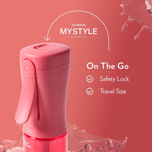 FLAIROSOL MyStyle Travel Continuous Spray Bottle, 3.04oz/90ml, Pink | Ultra fine continuous mist for face, hairstyling, salon, cleaning, beauty,