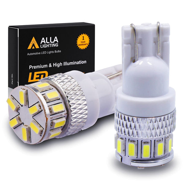 Alla Lighting T10 Wedge 194 168 2825 W5W LED Bulbs, 6000K White License, Reverse, Trunk, Marker, Parking, Door, Map, Dome Lights Lamps, 360ÃÂ° Light
