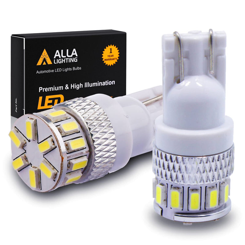 Alla Lighting T10 Wedge 194 168 2825 W5W LED Bulbs, 6000K White License, Reverse, Trunk, Marker, Parking, Door, Map, Dome Lights Lamps, 360ÃÂ° Light