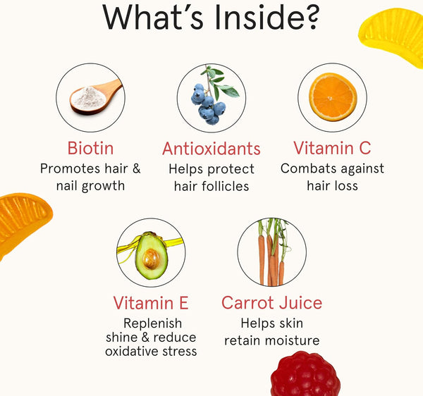 iRestore Biotin Gummies 10,000 mcg - 3 Natural Fruit Flavors, Hair Vitamins Multi Supplement for Hair Skin and Nails for Women & Men, 60 Vegan