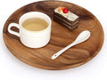 2 Pcs 10 Inch Acacia Wood Dinner Plates Set for Eating Wooden Round Charcuterie Boards Kitchen Serving Platters for Food Dishes Cheese Tray