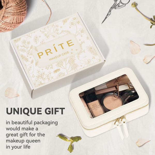 Prite Clear Makeup Bag Travel Cosmetic Organizer Toiletry Case for Women Beige Standard - Single Layer