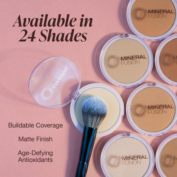 Mineral Fusion Pressed Powder Foundation, Neutral 2 - Fair/Med Skin W/Neutral Undertones, Age Defying Foundation Makeup with Matte Finish, Talc