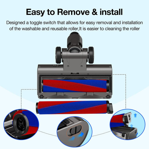 Head Replacement for Dyson V7 V8 V10 V11 V15, SV10 SV11 SV12 SV14 SV15 SV22 SV25 SV27 SV28, Vacuum Replacement Parts with 26cm Soft Roller and 6
