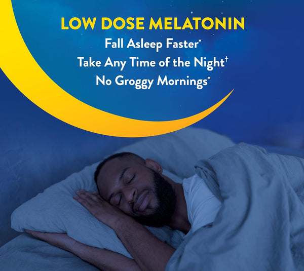 MidNite Back to Sleep Low Dose, 1.5 mg Melatonin Sleep Aid, Non-Habit Forming, Herbal Dietary Supplement for Adults, Drug-Free, Gluten-Free &