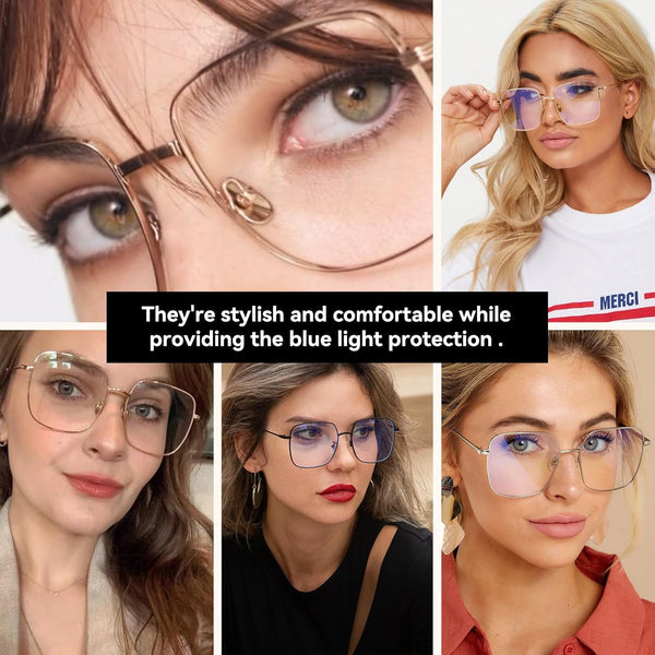 Dollger Blue Light Blocking Glasses Women anti Glare UV Filter Computer Gaming Glasses Retro Matal Square Eyeglasses Frame