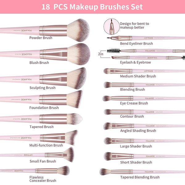 MAANGE 37 Pcs Makeup Brush Set Premium Synthetic Make up Brushes Foundation Eye Shadow Powder Concealers Brushes Set for Beginners Professional