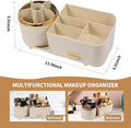 Makeup Organizer Countertop with Drawer 360 Rotating Brush Holder Storage Large Capacity Skincare Cosmetic Display Cases for Vanity Bathroom