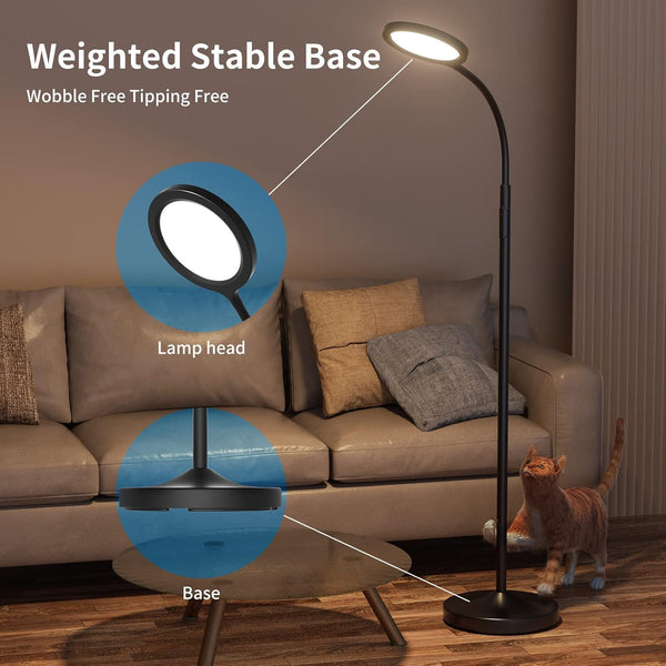 luckystyle Floor Lamp,Super Bright Dimmable LED Lamps for Living Room, Custom Color Temperature Standing Lamp with Remote Push Button, Adjustable
