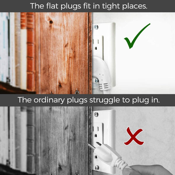 FIRMERST 1875W Low Profile Flat Plug 1Ft Extension Cord 14AWG 15A White 1 White