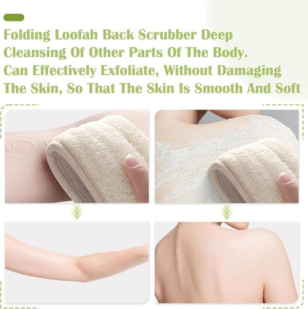 Natural Loofah Sponge Back Scrubber for Bath Shower, Exfoliating Body Scrubber, Shower Loofah Scrubber for Men and Women, Bath Sponge, Body Scrub,