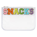 DYSHAYEN Chenille Letter Clear Zipper Pouch for Travel,Nylon Clear Cosmetic Bag,Makeup Travel Bag for Women Girls 11.8 Inches x 8.2 Inches