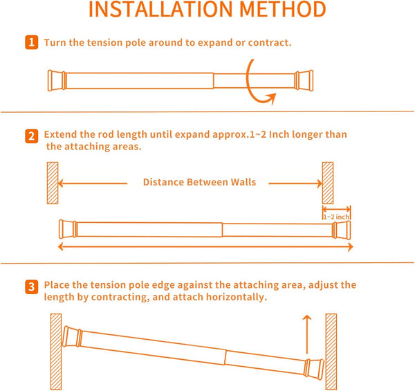 6Pcs Spring Tension Curtain Rods No Drilling, Adjustable 15.7-28 Inches | 5/8" Diameter, Spring Loaded, Expandable for Window, Bathroom, Cupboard,