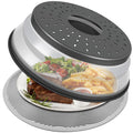 LekDrok 10 Inch Microwave Food Cover & Collapsible Silicone Mat - Splatter Guard, Plate Holder & Kitchen Colander for Meal Prep, Charcoal Cover+10"Mat