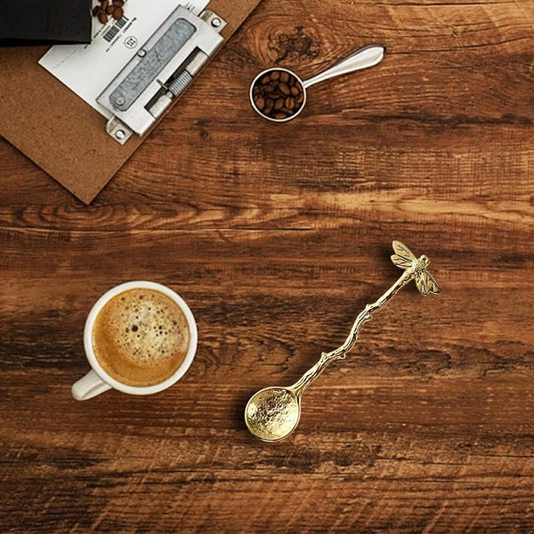 Retro Dragonfly Spoon Coffee,Teaspoon Stainless Steel Tableware Creative Sugar,Tea Spoon Stir Bar, Dessert, Cake, Long Handle Spoons Kitchen
