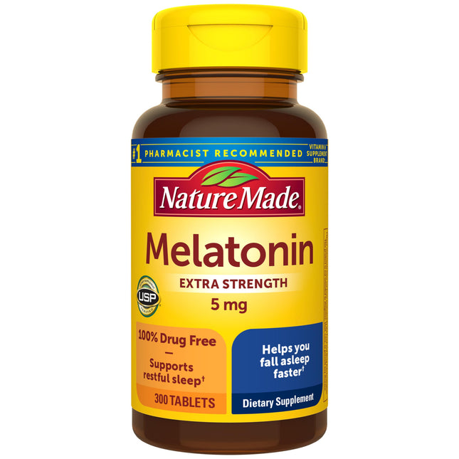 Nature Made Melatonin 5Mg Extra Strength Tablets, 100% Drug Free Sleep Aid, Slee
