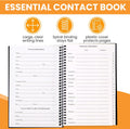 Iconikal Address Telephone Book, 8x5-Inch, Black, Spiral-Bound, 384 Contacts, Organizer for Organizing Names, Addresses, Email, Cell Phone Numbers
