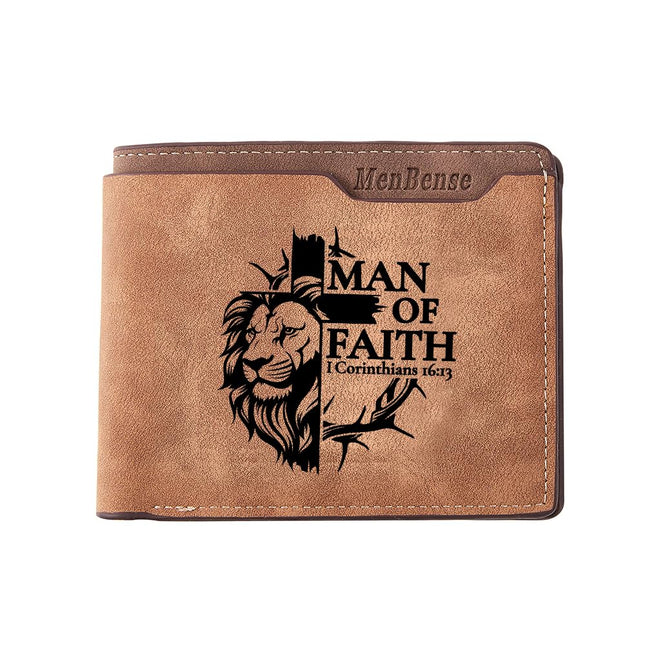 Kasutoo Men'S PU Wallet Multiple Card Slots, Id Window with Laser Engraving Patt