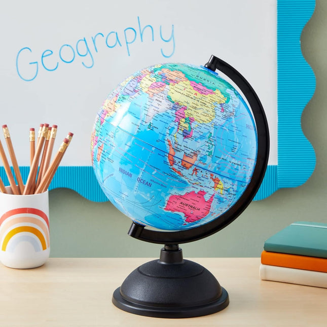 Juvale Rotating World Globe with Stand for Kids Learning, 8-Inch Spinning Earth 
