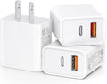 3-Pack USB C Wall Charger, 20W Durable Dual Port QC+PD 3.0 Power Adapter, ETL Certified Type C Fast Charging Block for iPhone 14/15/16/17 Pro/Pro