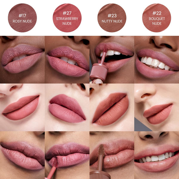 Peripera Ink the Velvet Lip Tint - High Pigment Color, Longwear, Weightless, Not Animal Tested, Gluten-Free, Paraben-Free (017 ROSY NUDE)