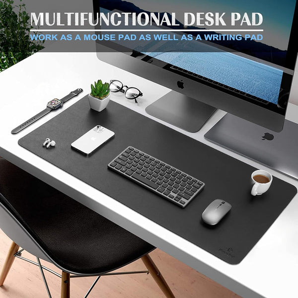 K KNODEL Large Office Leather Desk Mat, Mouse and Keyboard Pad, Computer and Laptop Mat, Desktop Protector and Cover, Writing Pad and Blotter