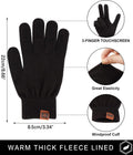 FZ FANTASTIC ZONE Women's Winter Touchscreen Wool Magic Gloves Warm Knit Fleece Lined for Women One Size Black