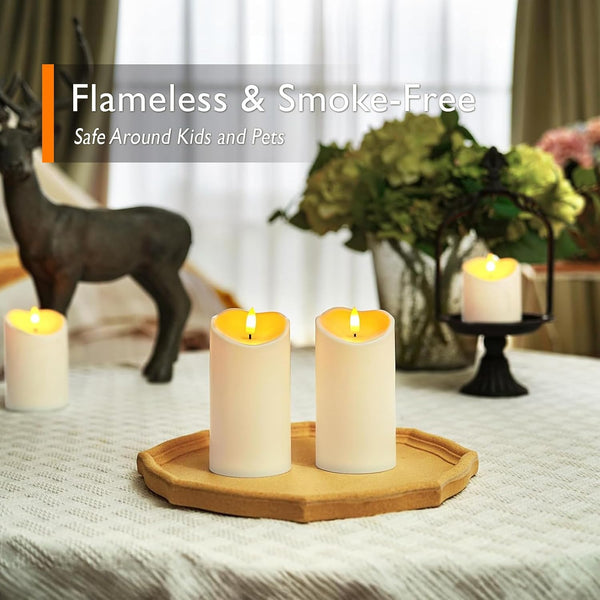 Homemory 6"x3" Outdoor Waterproof Flameless Candles, LED Candles, Battery Operated Candles with Remote and Timers, Electric Fake Plastic Pillar