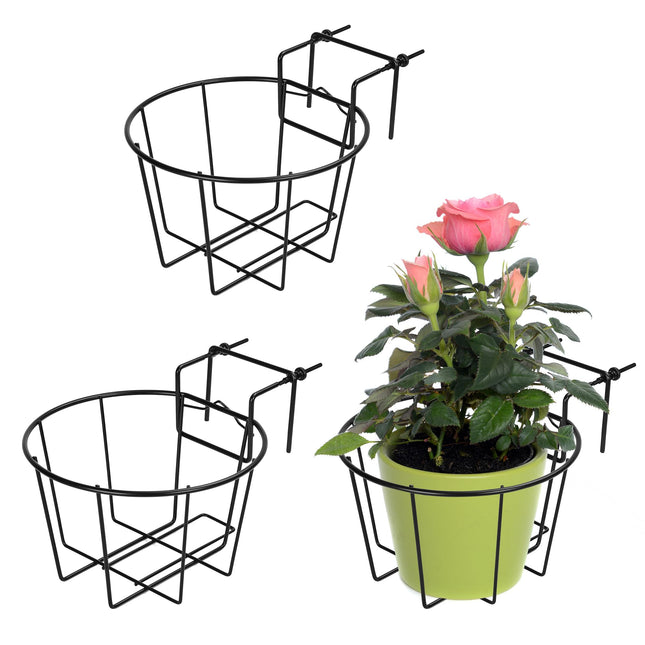 TQVAI 10 Inch Railing Planter - Fit for 1.5 to 3.5 Inches Railing - Adjustable Hanging Planters Outdoor Balcony Deck Flo